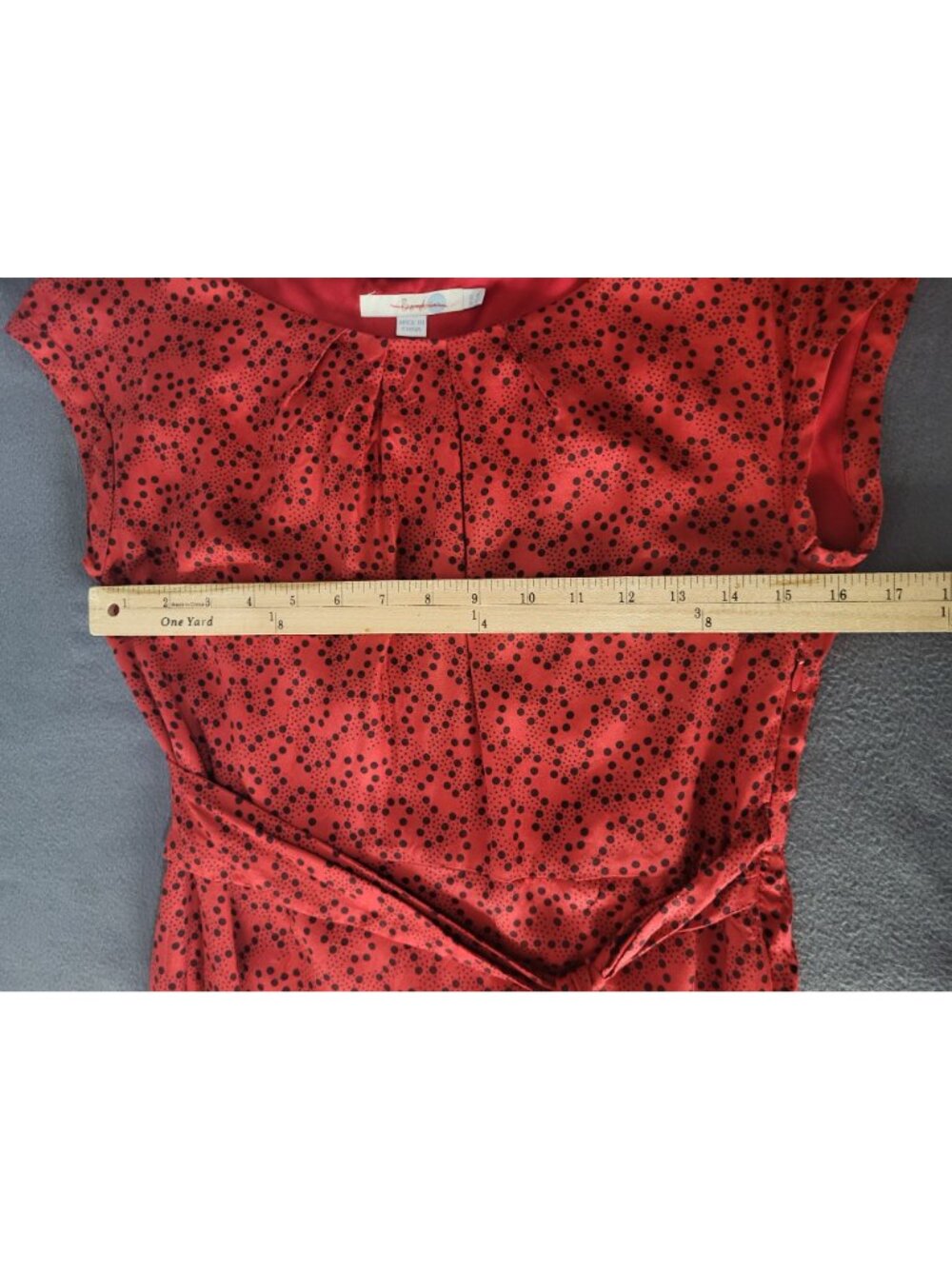Boden Women's SZ 6L Midi Sheath Belted Dot Red Black Viscose Silk Dress - Picture 5 of 8